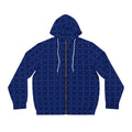 Blue Geometric Pattern Full‑Zip Hoodie