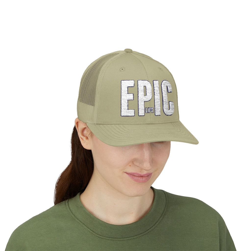 EPIC Snapback Trucker Cap — Distressed Bold Logo Mesh Hat