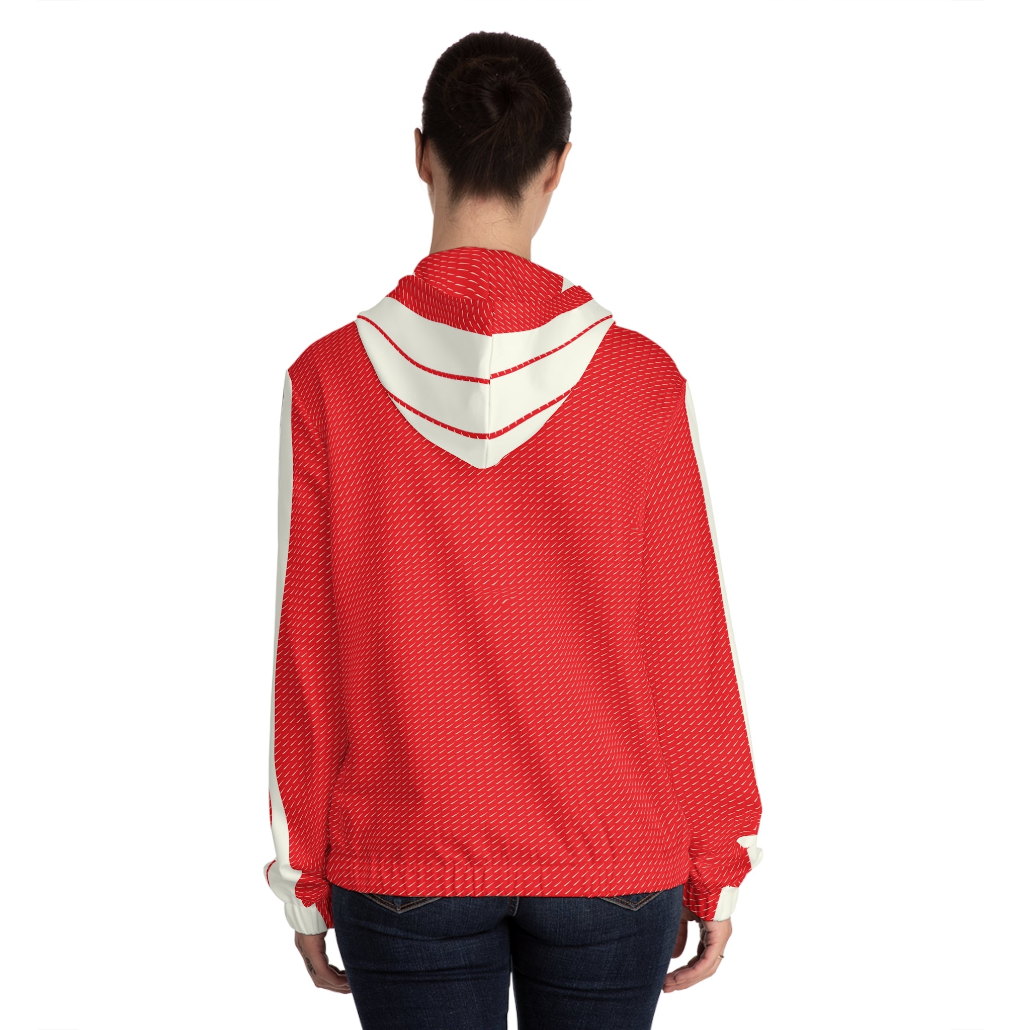 Red Retro Stripe Women’s Full-Zip Hoodie