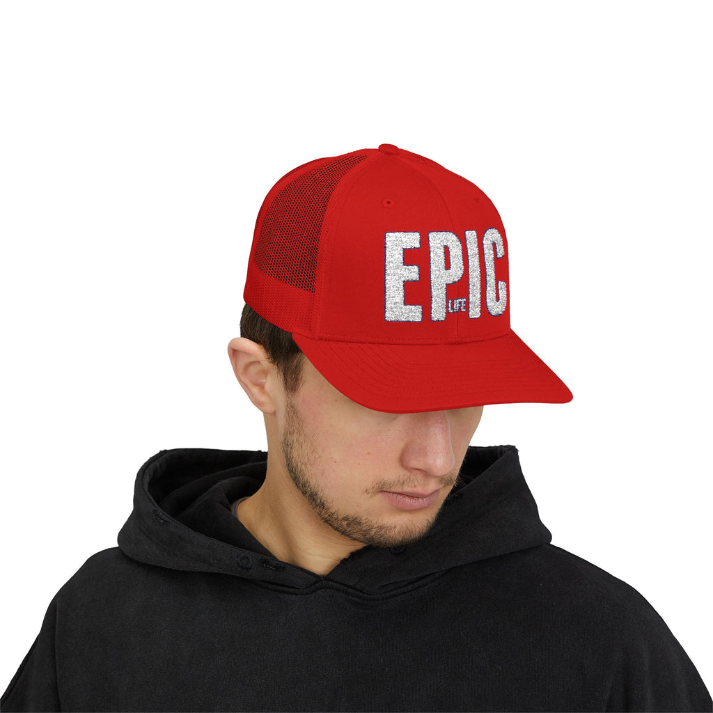 EPIC Trucker Cap — Distressed Bold Logo Snapback Hat