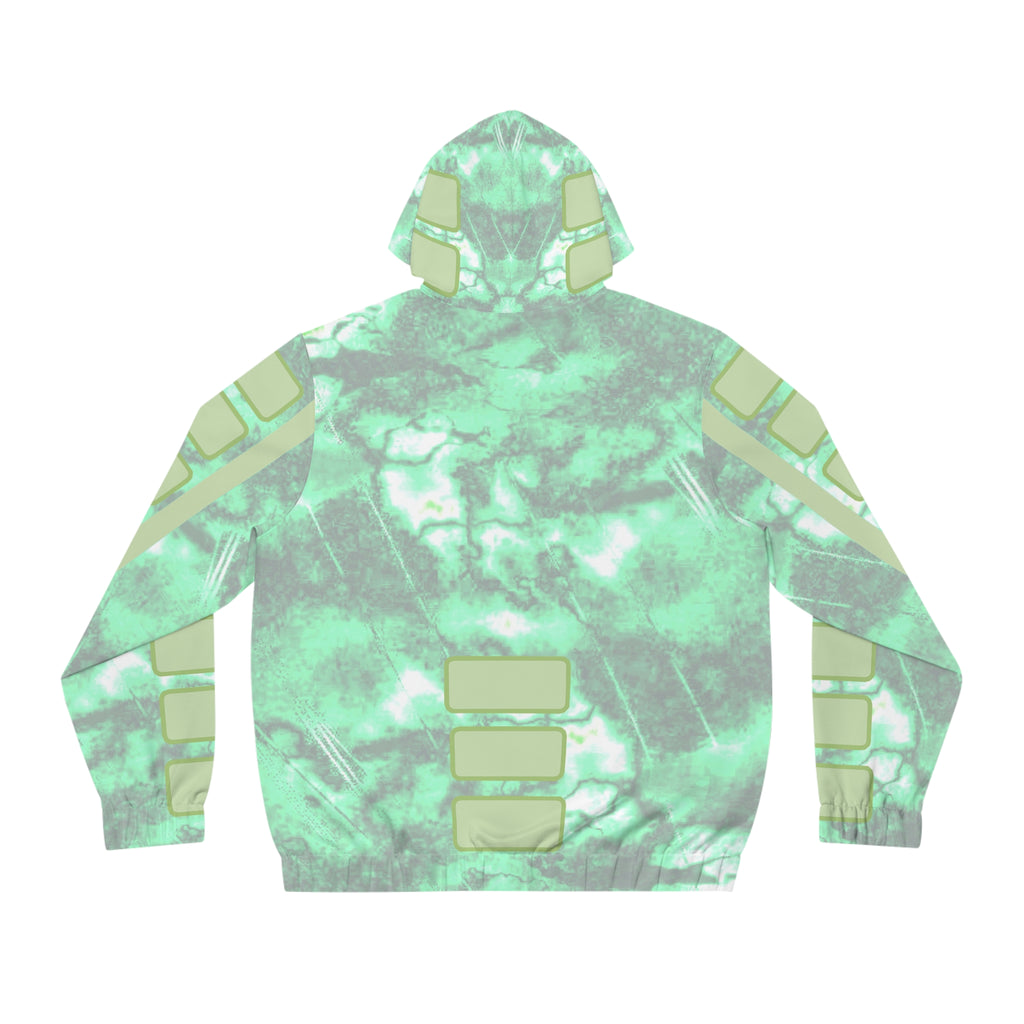 Women’s Mint Marble Full-Zip Hoodie — Geo Patch All-Over Print