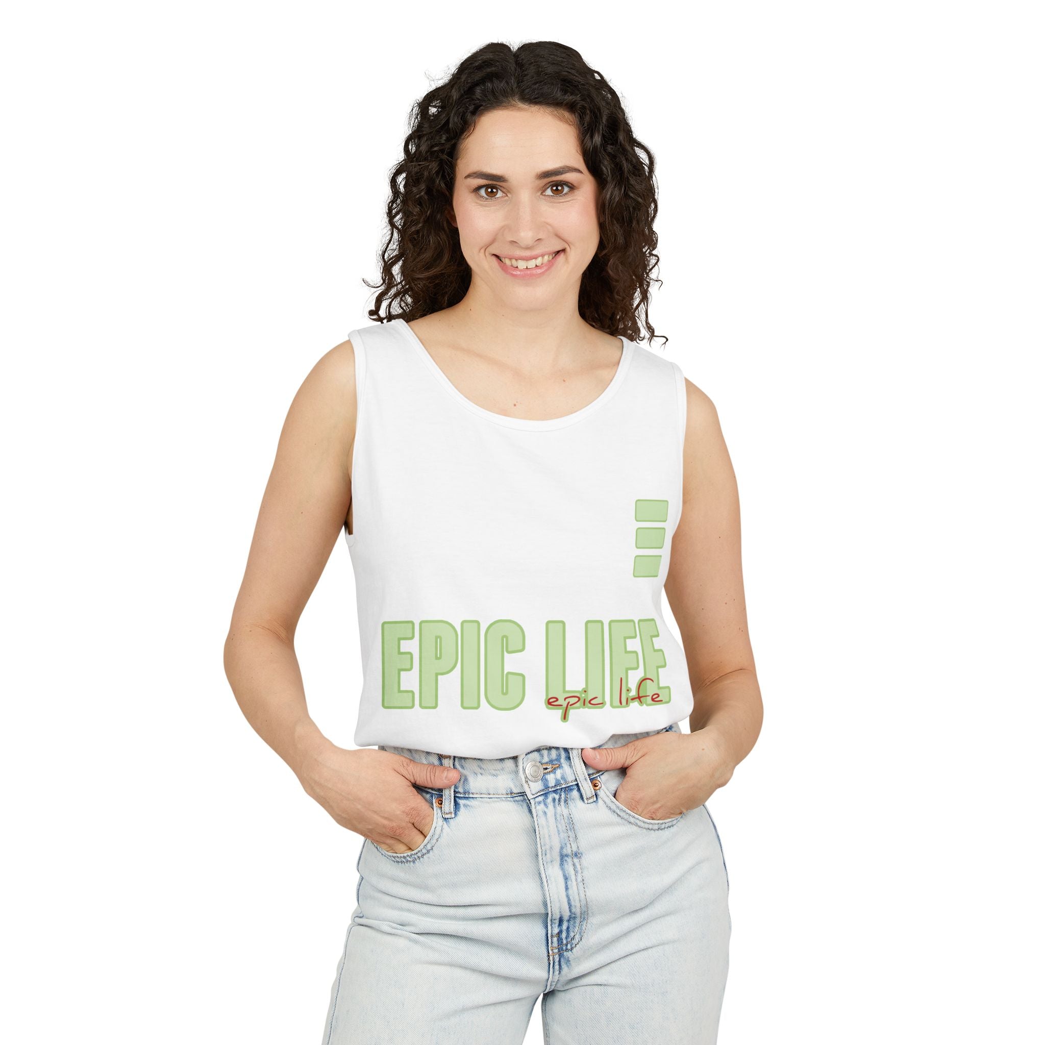 Women's Epic Life Tank Top - Retro Green Graphic Summer Tank