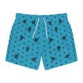 Aqua Blue Logo-Print Swim Trunks