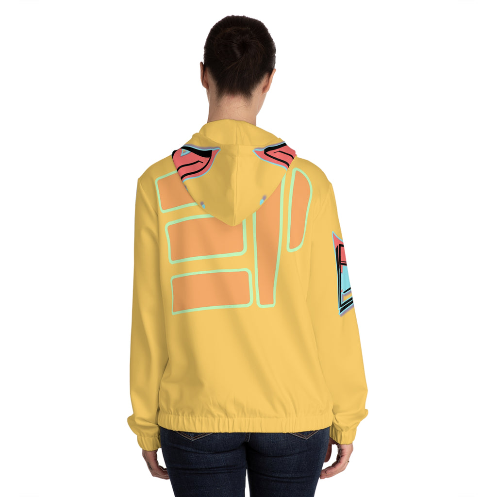 Epic Life Women’s Full-Zip Hoodie — Bright Yellow Retro Graphic Zip-Up