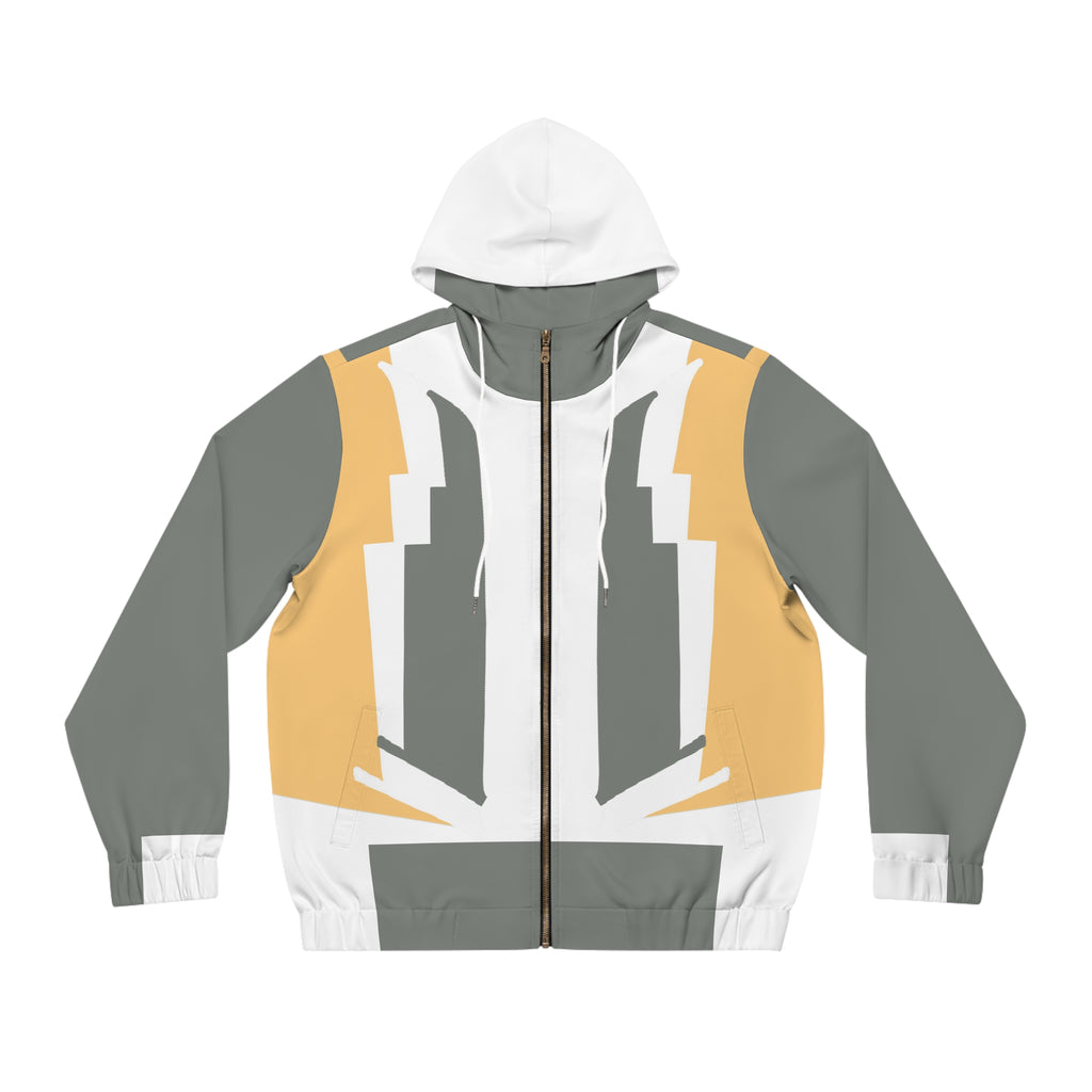 Epic Life Men's Olive & Mustard Geometric Full-Zip Hoodie - Retro All-Over Print Style