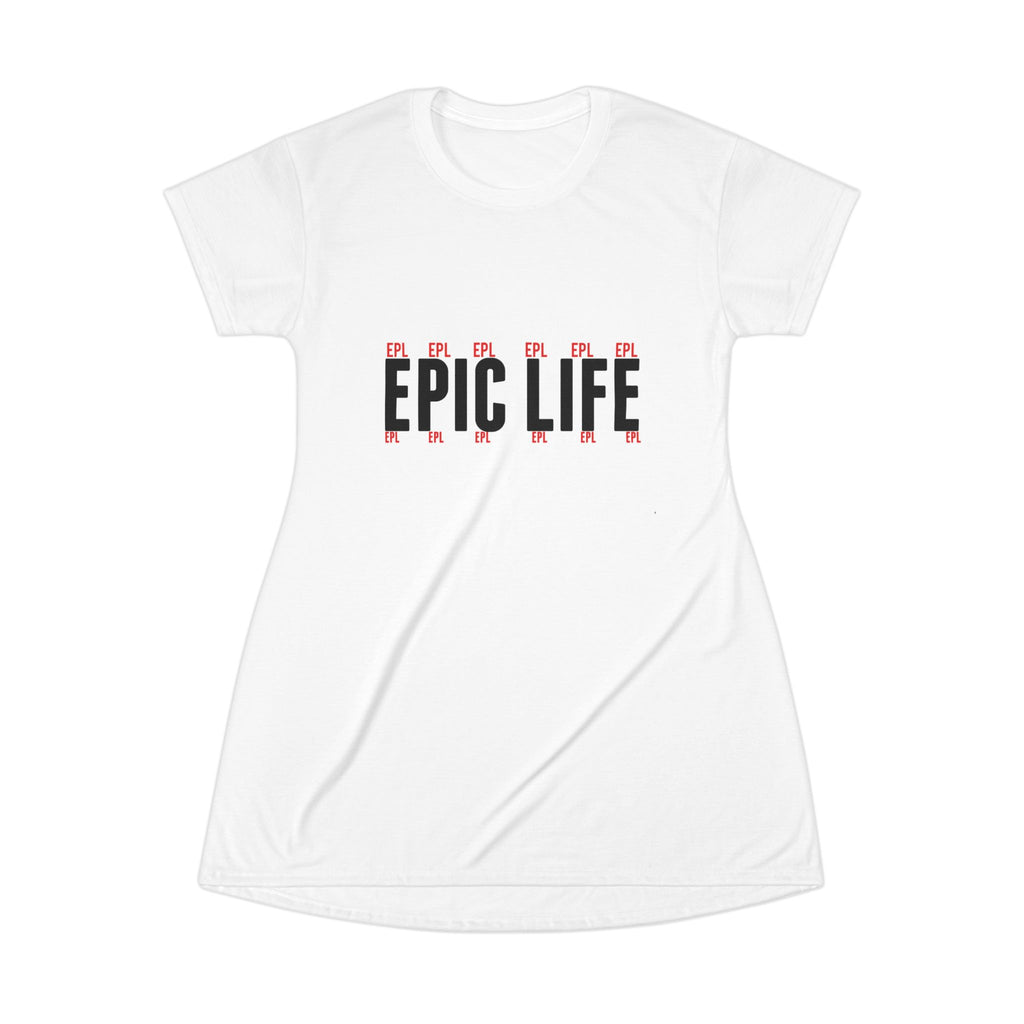 Epic Life T‑Shirt Dress — Graphic Casual Dress with Bold Typography