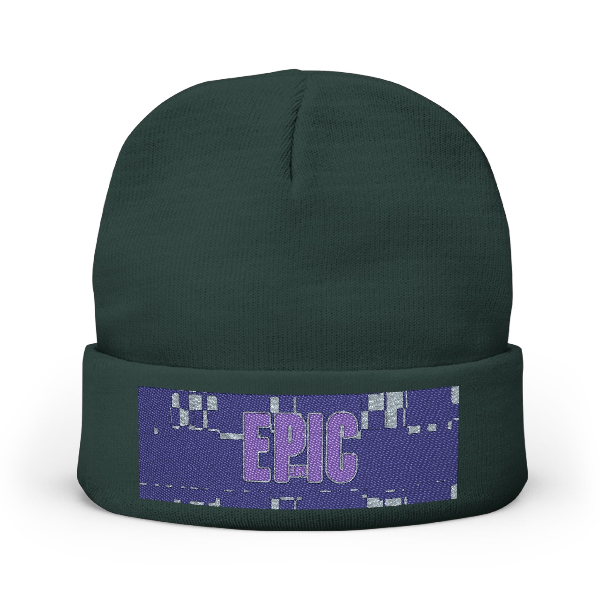 Embroidered 'EPIC' Knit Beanie - Winter Streetwear Cuffed Hat