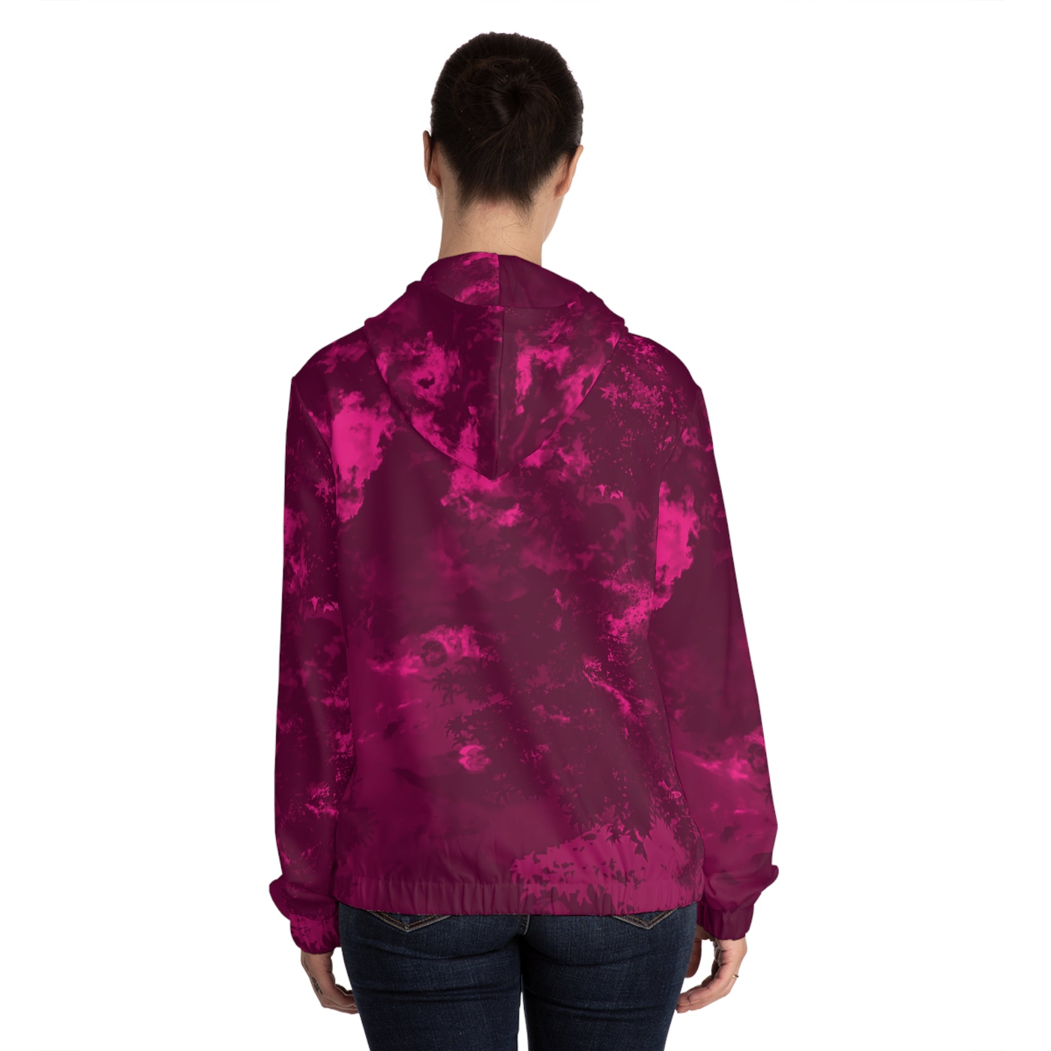 Pink Tie-Dye Women's Full-Zip Hoodie - All-Over Print