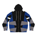Epic Geometric Blue & Black Full‑Zip Hoodie — Men's Abstract Streetwear