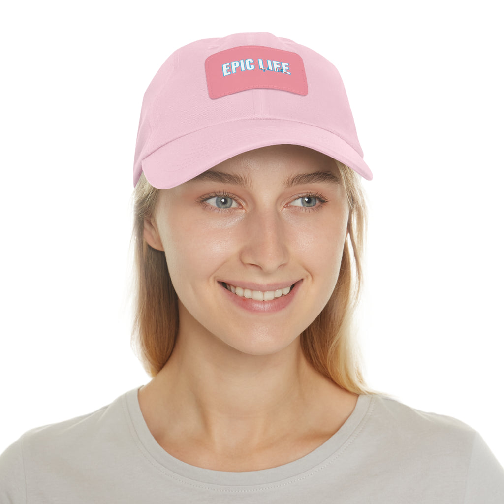 Epic Life Pink Dad Hat with Leather Patch
