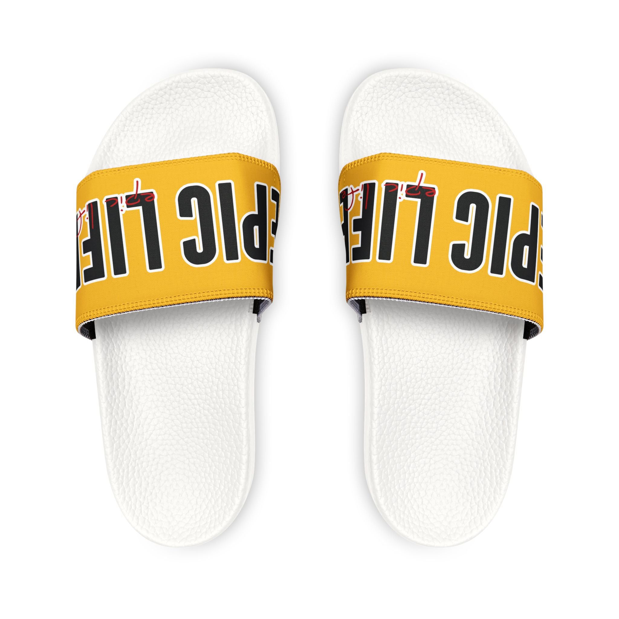 Slide Sandals — Yellow "Epic Life" Removable-Strap Slides for Men