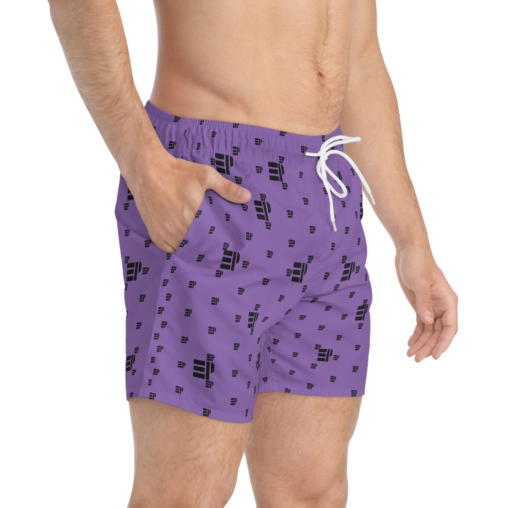 Purple Logo-Print Swim Trunks