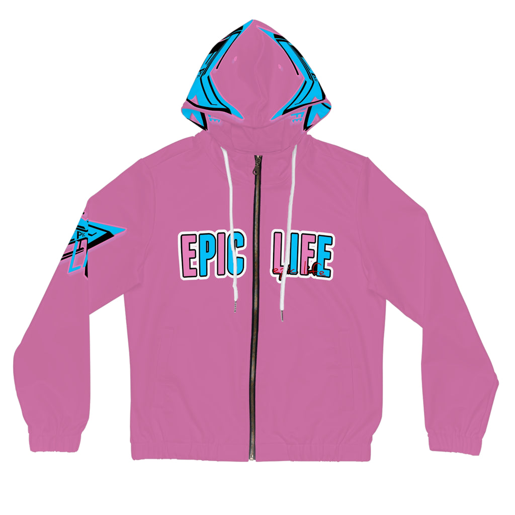 Epic Life Pink Full-Zip Hoodie — Women's Graphic Zip-Up Hooded Jacket