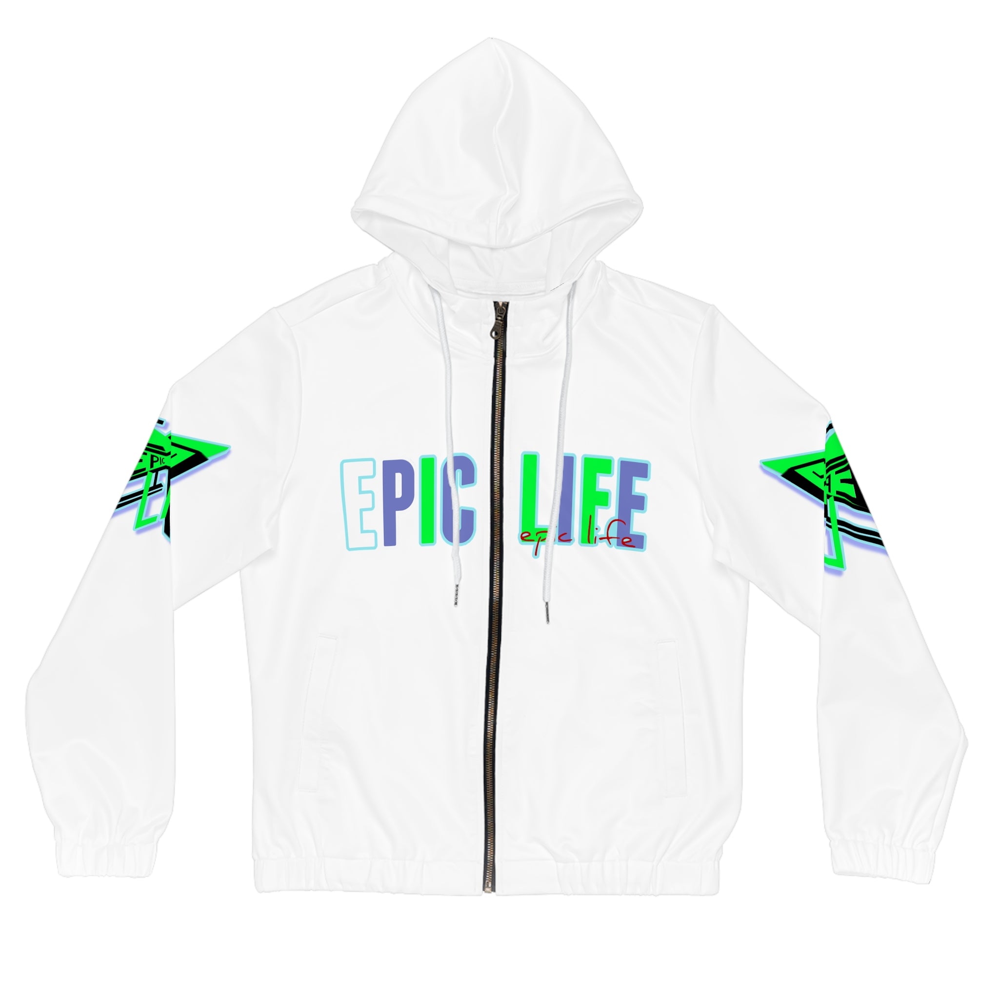 Epic Life Women’s Full-Zip Hoodie — Neon Graphic Zip-Up Jacket