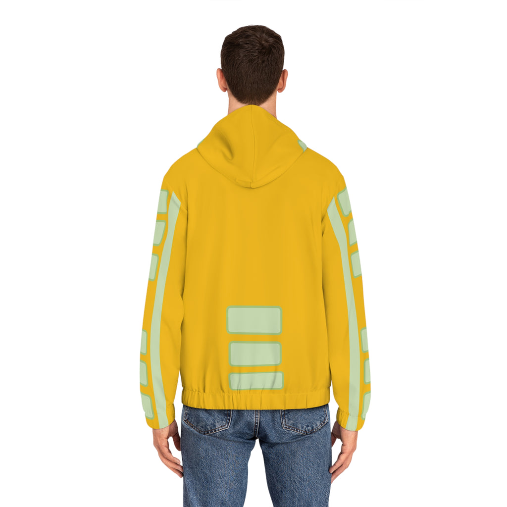 Yellow Tech-Stripe Full-Zip Hoodie