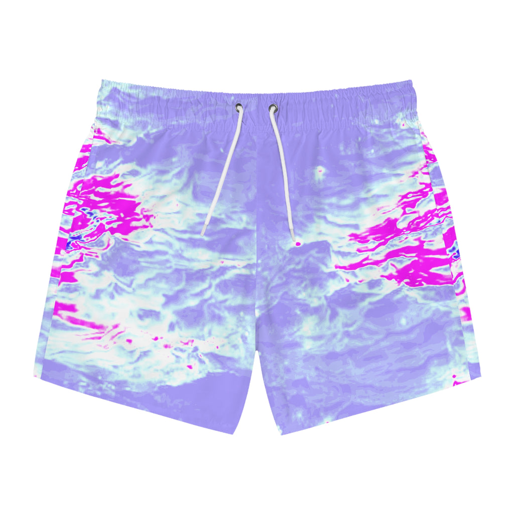 Pastel Watercolor Swim Trunks — Lavender & Hot Pink All-Over Print