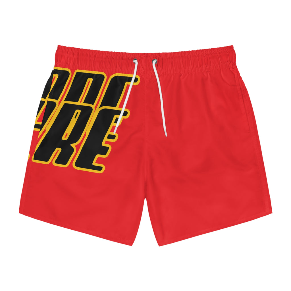Red 'VOTE' Graphic Swim Trunks — Bold Patriotic Beach Shorts