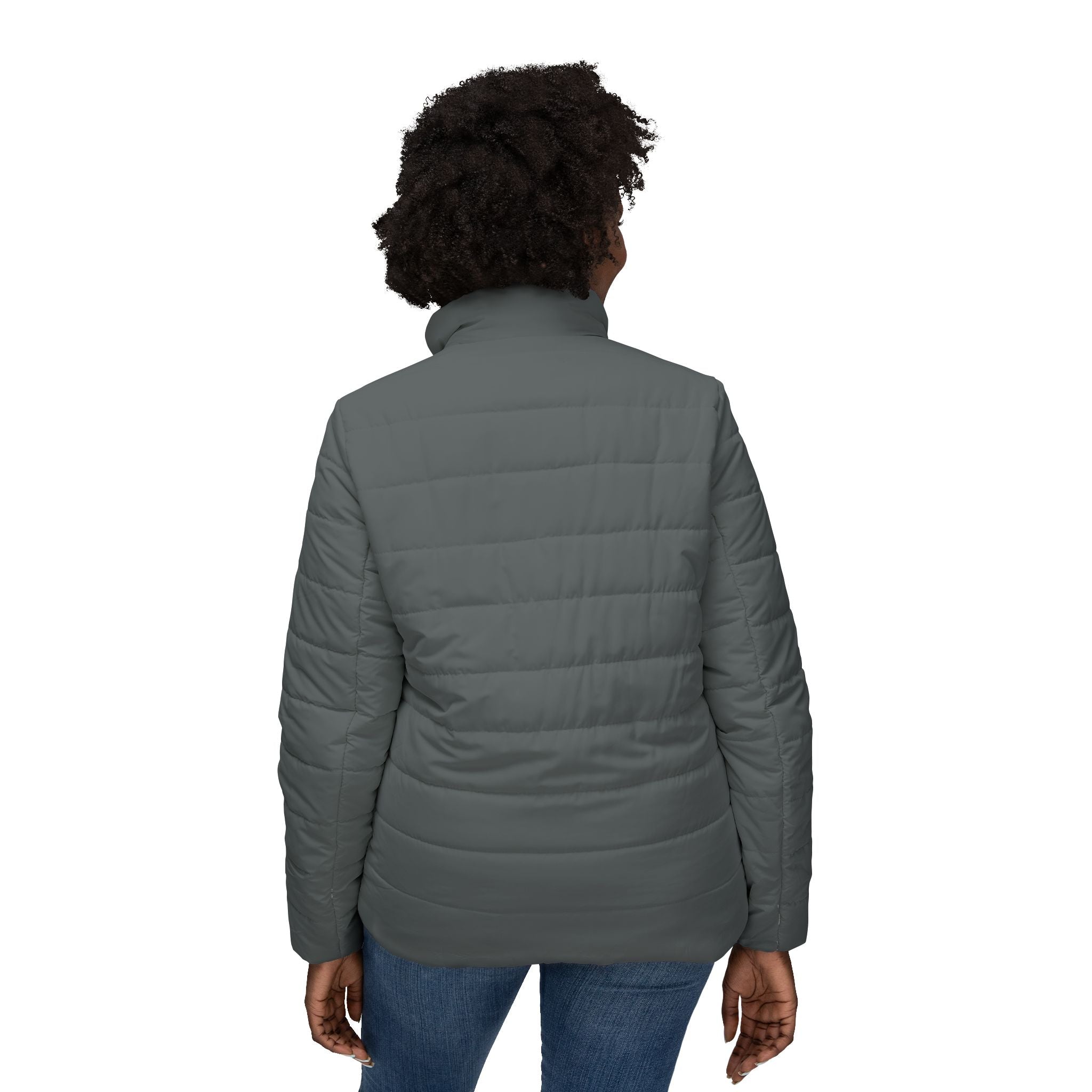 Epic Life Women’s Puffer Jacket — Reflective Green Accent AOP