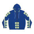 Blue Geometric Panel Full-Zip Hoodie
