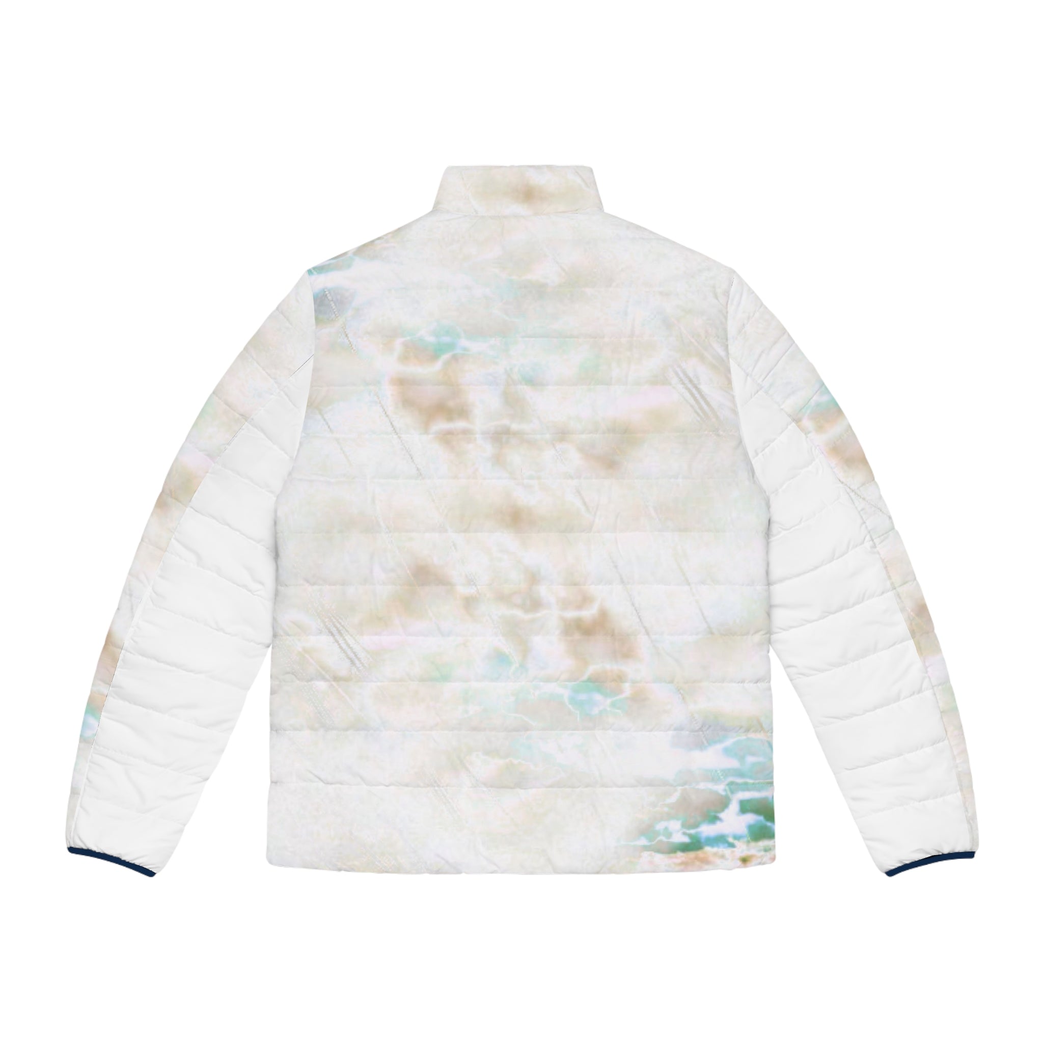 Marble Cloud Puffer Jacket — Men's Lightweight All-Over Print Coat