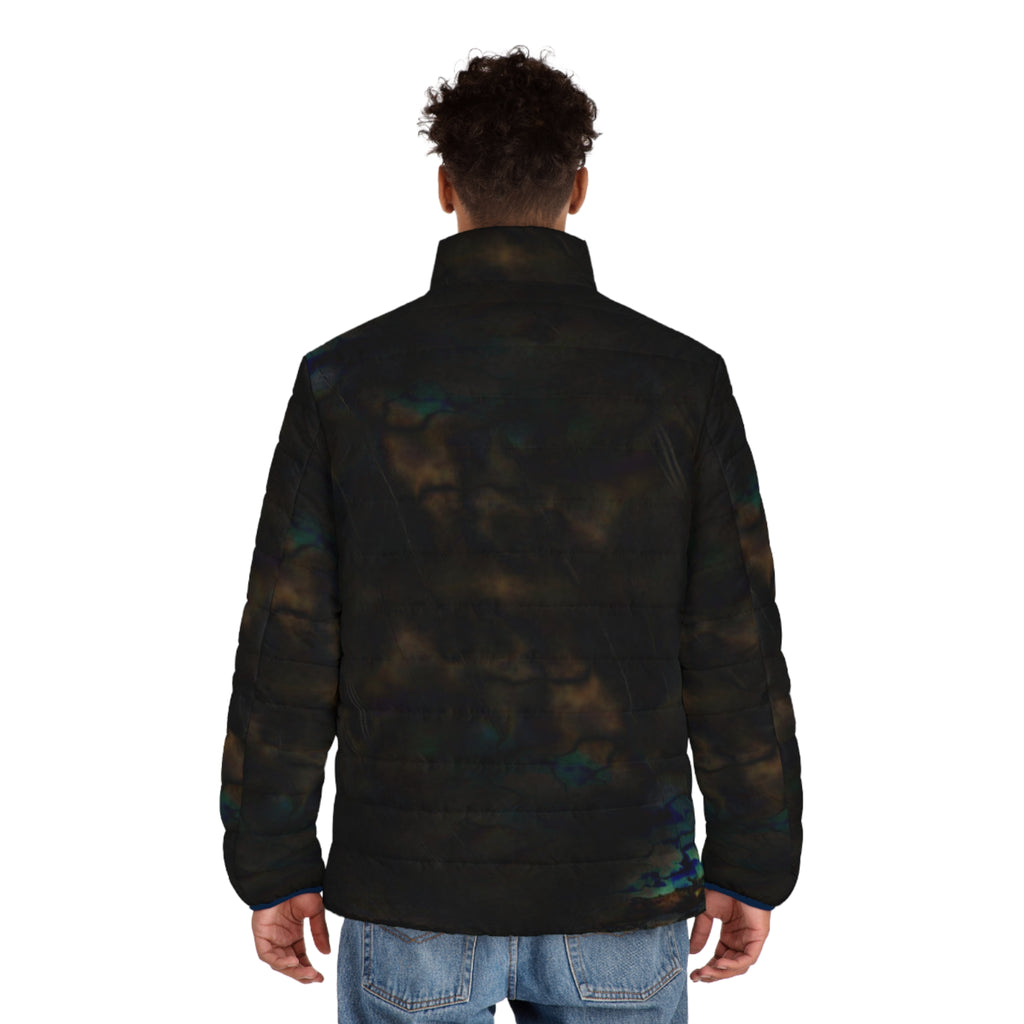 Men's Iridescent Cloud Puffer Jacket — Dark Moody All-Over Print