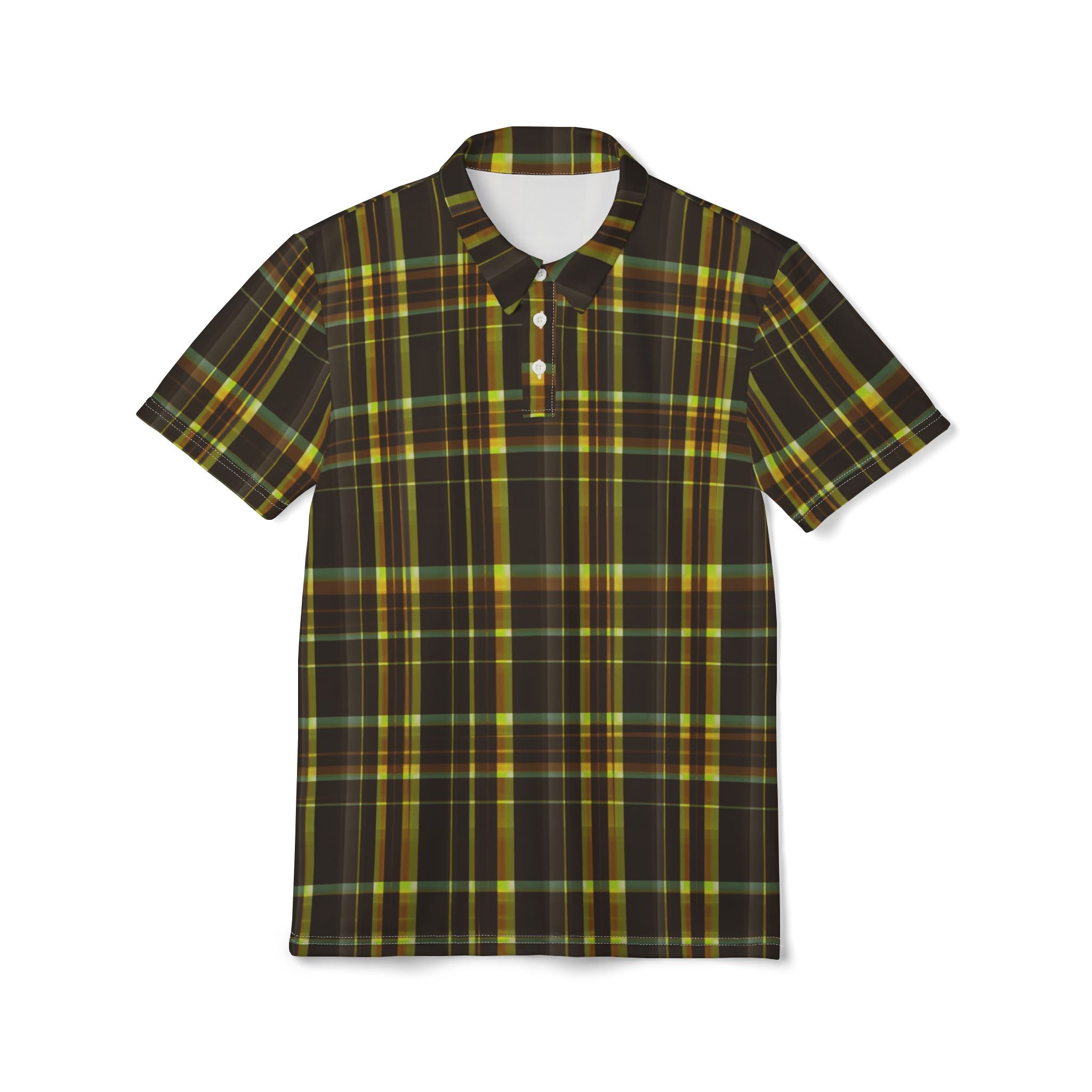 Yellow Plaid Polo Shirt — Men's Classic Plaid Golf Polo