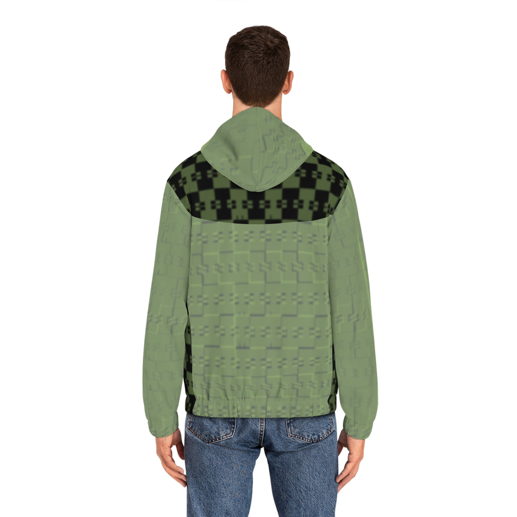 Green Pixel Camo Blended Blur Full-Zip Hoodie