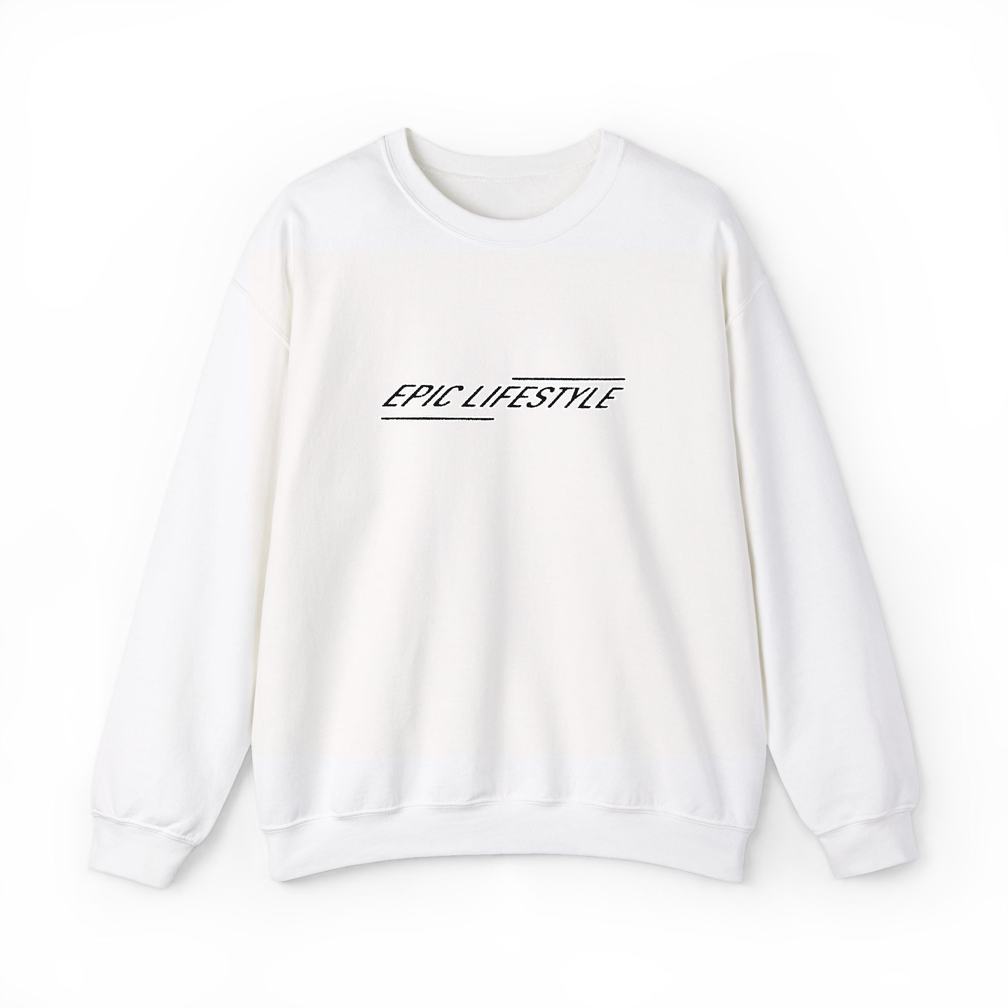 Men’s Epic Lifestyle Crewneck Sweatshirt — White "and everything" Center Logo