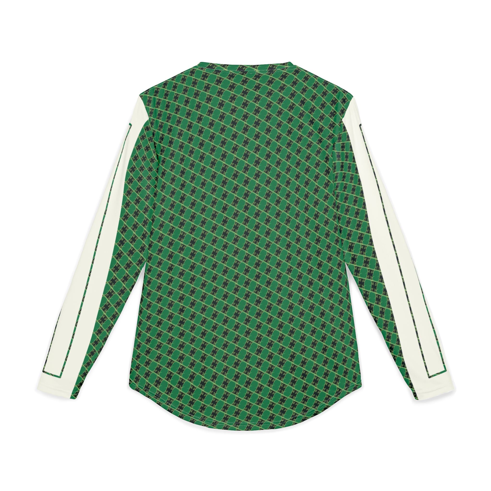 Men's Green Geometric UV Long Sleeve Shirt — Sun Protection Performance Top