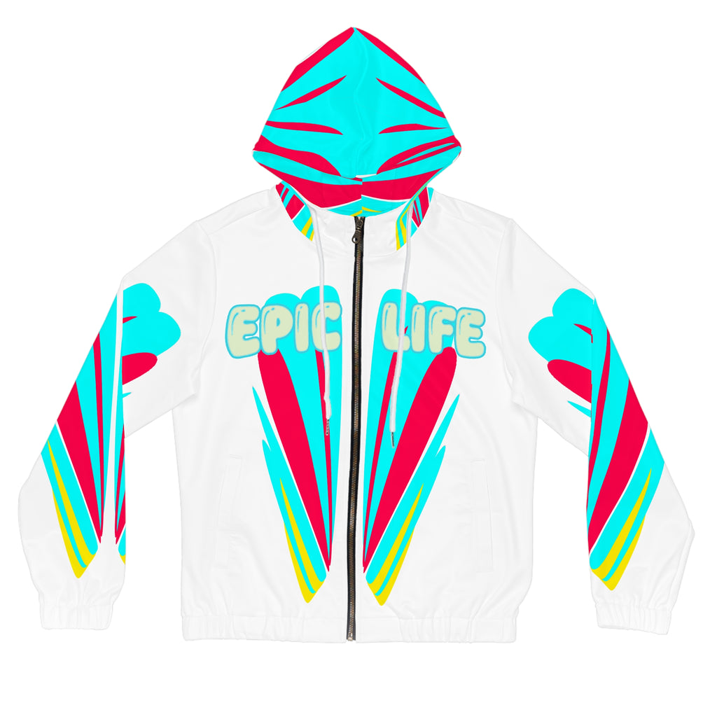 Epic Life Women’s Full-Zip Hoodie — Bright Retro Graphic AOP