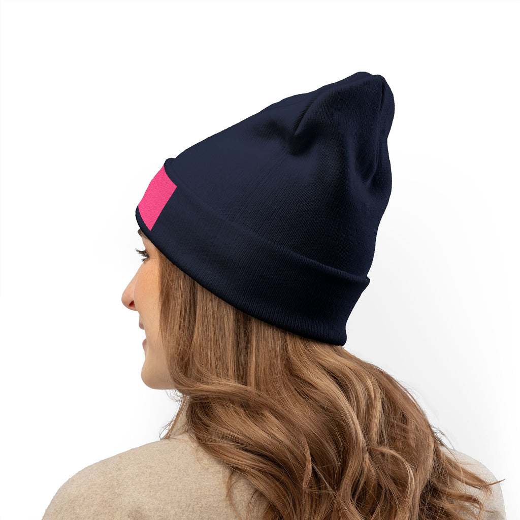 Embroidered 'EPIC' Knit Beanie - Pink Patch Winter Hat