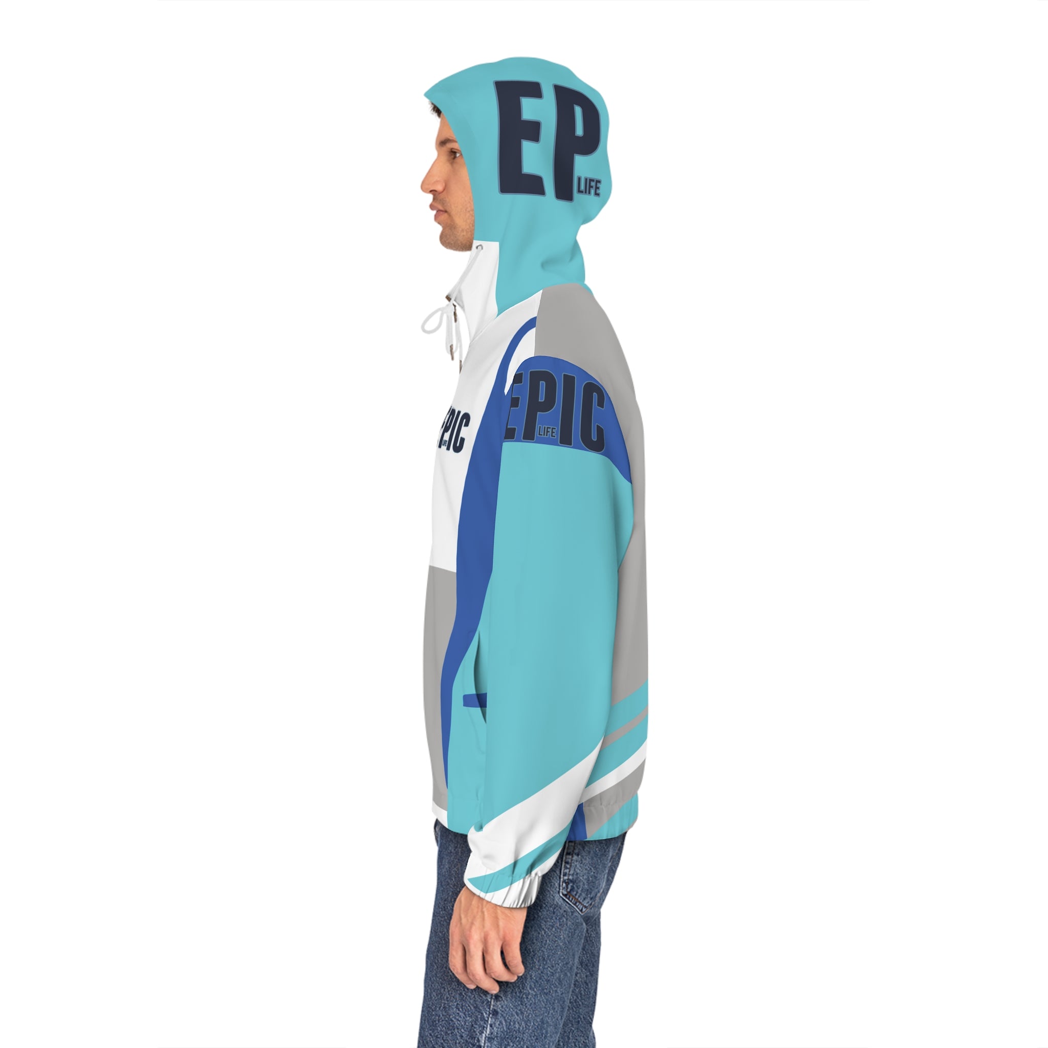 Epic Aqua Geo Full-Zip Hoodie — Men's Athletic Zip-Up
