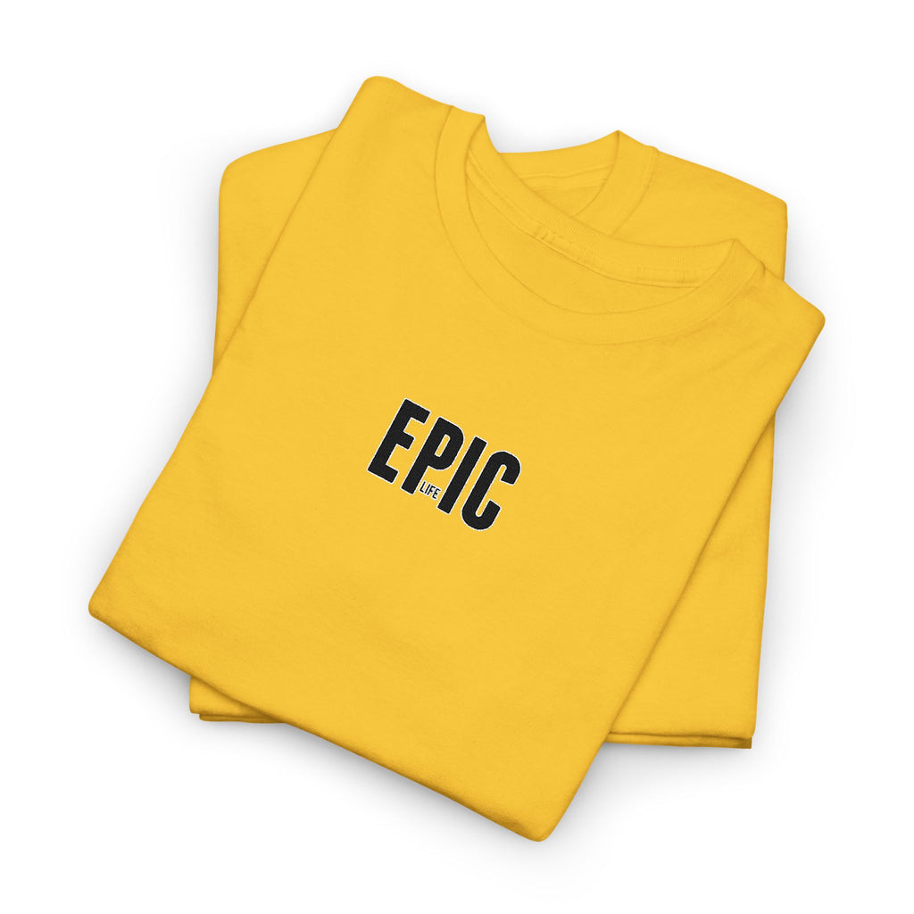 Epic Yellow Tee — 'EPIC' Graphic T-Shirt with Sleeve Accent