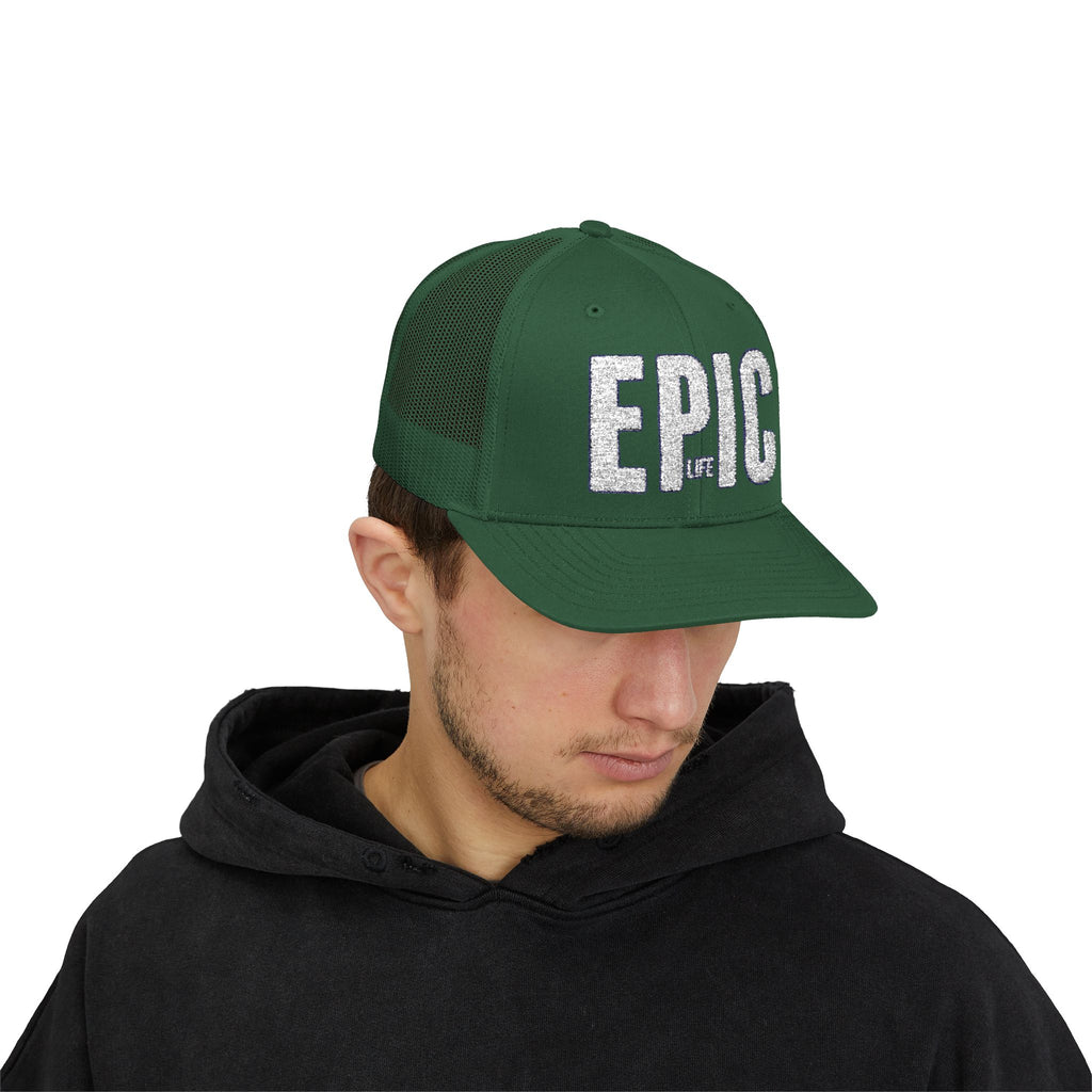 EPIC Trucker Cap — Distressed Bold Logo Snapback Hat