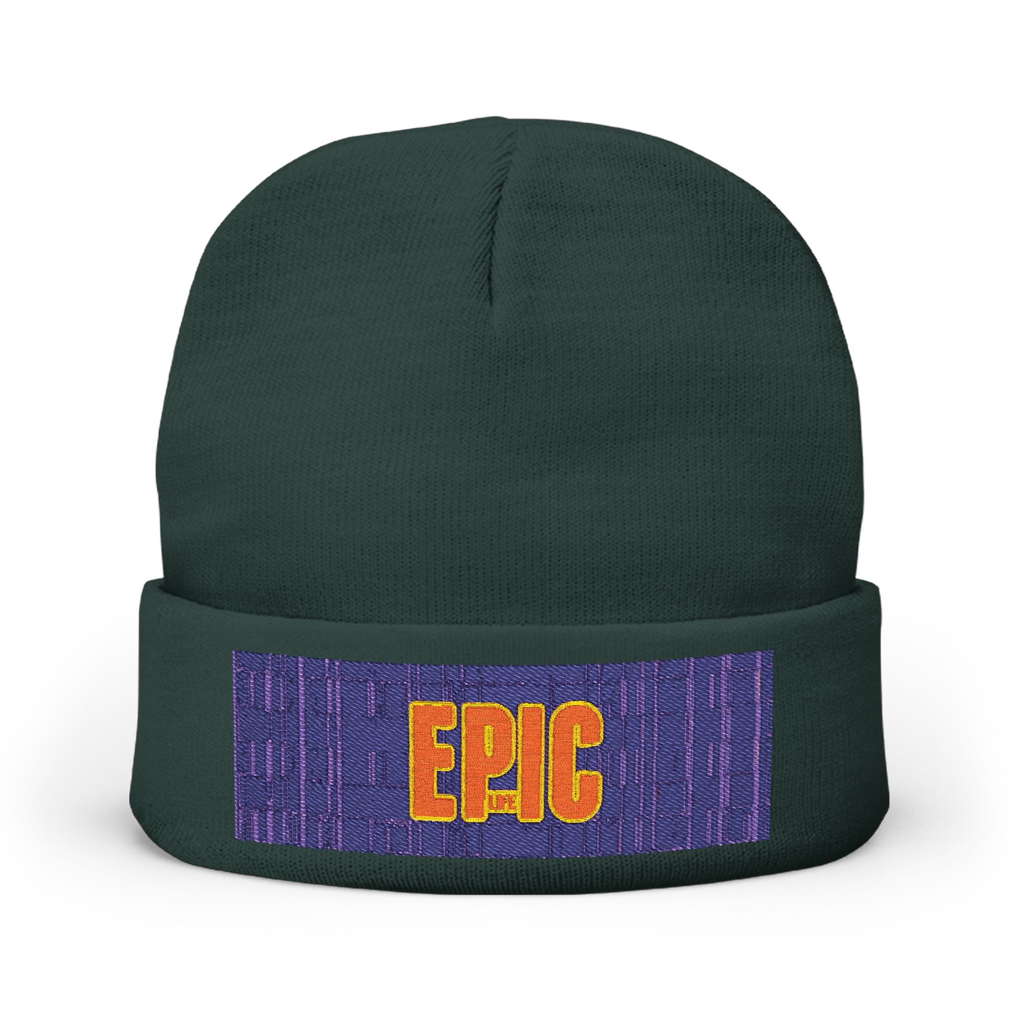Epic Embroidered Knit Beanie — Bold Retro Patch Winter Hat