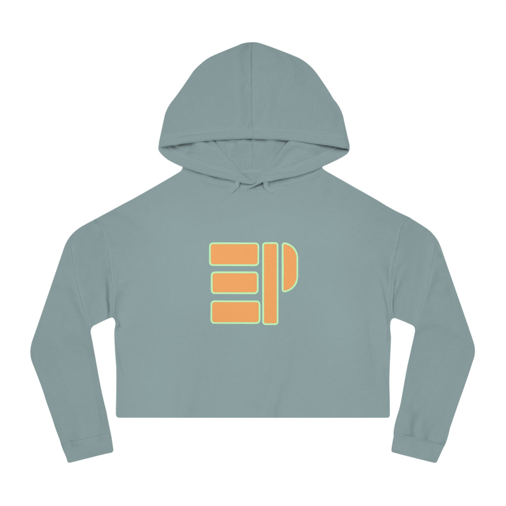 Cropped Hoodie — Retro Minimalist Orange Stripe Logo