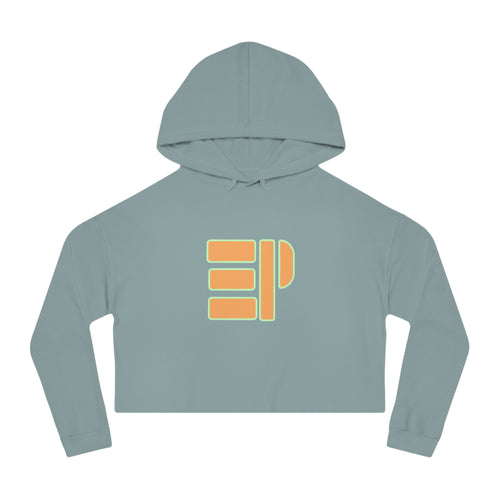 Cropped Hoodie — Retro Minimalist Orange Stripe Logo