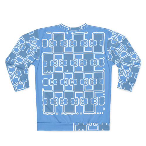 Circuit Pattern Sweatshirt — Blue Tech Grid All-Over Print