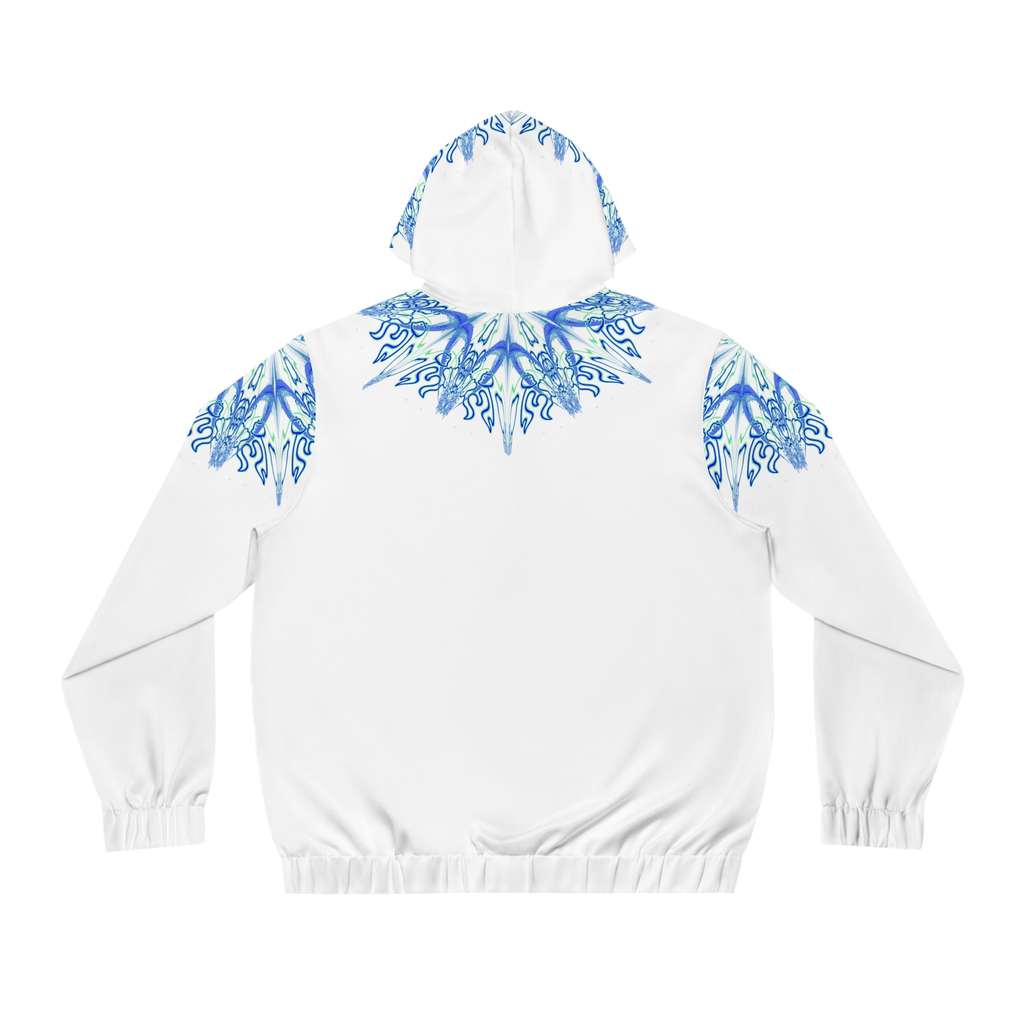 Men's Full‑Zip Hoodie — Blue Snowflake Mandala All‑Over Print