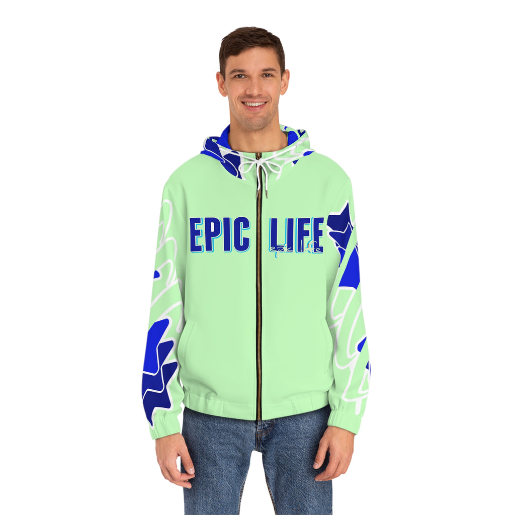 Epic Life Full-Zip Hoodie — Banana Green Graphic Zip-Up for Men