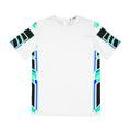 Futuristic Geometric Men's Polyester Tee — Aqua Black Tech Print